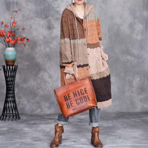 Winter Crochet Colorful Hooded Coat
