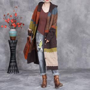 Winter Crochet Colorful Hooded Coat