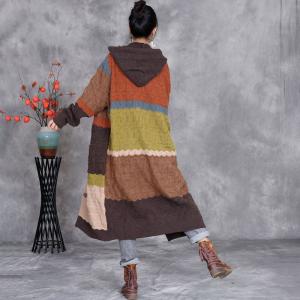 Winter Crochet Colorful Hooded Coat