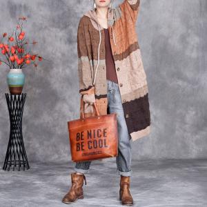 Winter Crochet Colorful Hooded Coat