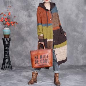 Winter Crochet Colorful Hooded Coat