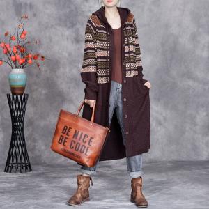 Cashmere Blend Comfy Hooded Fair Isle Coat