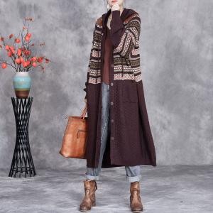 Cashmere Blend Comfy Hooded Fair Isle Coat