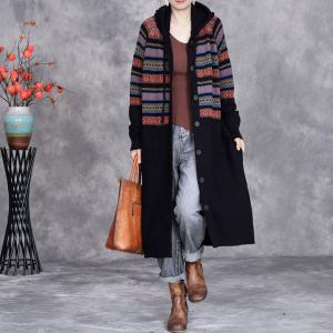 Cashmere Blend Comfy Hooded Fair Isle Coat