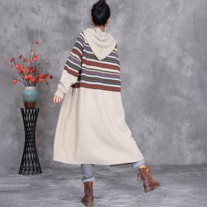 Cashmere Blend Comfy Hooded Fair Isle Coat