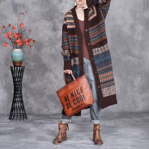 Folk Style Knitted Winter Fair Isle Cardigan