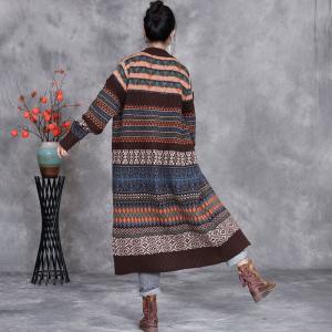 Folk Style Knitted Winter Fair Isle Cardigan