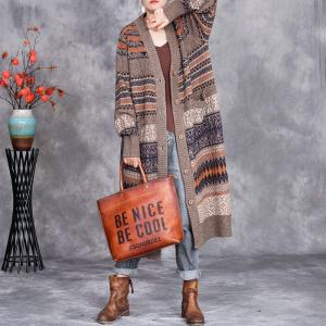 Folk Style Knitted Winter Fair Isle Cardigan
