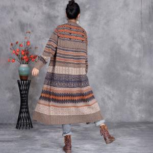 Folk Style Knitted Winter Fair Isle Cardigan