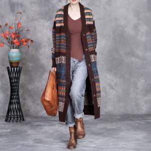 Folk Style Knitted Winter Fair Isle Cardigan