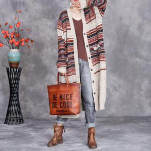 Colorful Striped Elegant Knitting Sweater Cardigan