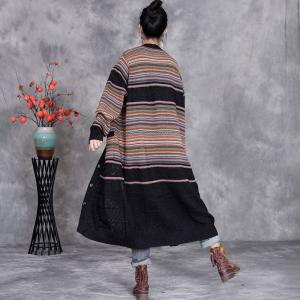 Colorful Striped Elegant Knitting Sweater Cardigan