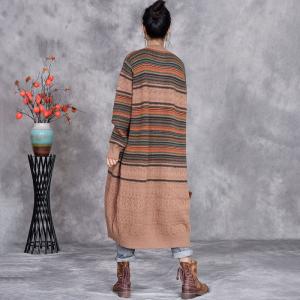 Colorful Striped Elegant Knitting Sweater Cardigan