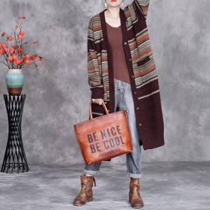 Colorful Striped Elegant Knitting Sweater Cardigan