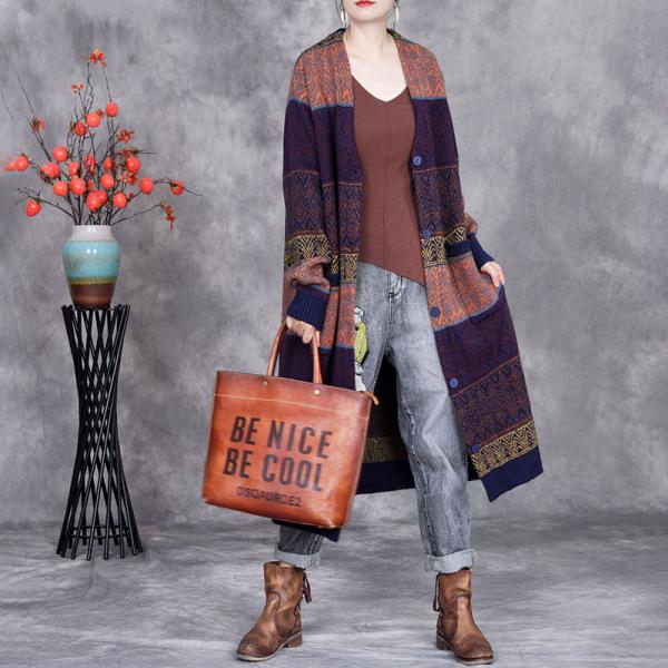 Oversized Knitted Multi-Colored Cardigan