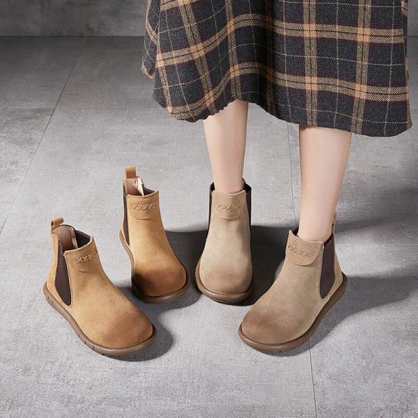 Comfy Suede Leather Flat Chelsea Boots