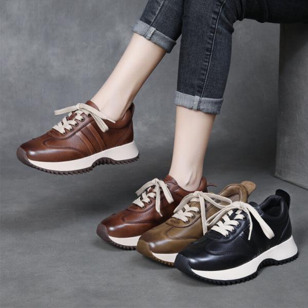 Street Style Leather Antislip Agan Sneakers for Women