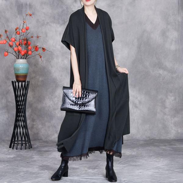 Short Sleeves Side Slit Cashmere Cardigan