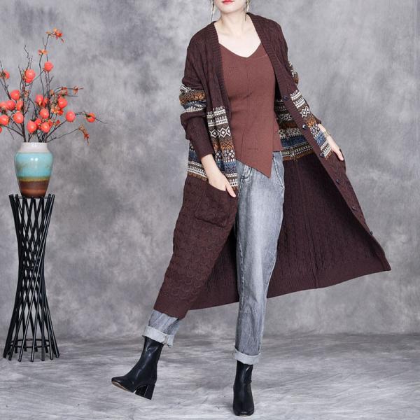 Ethnic Printed Knitting Cashmere Cardigan