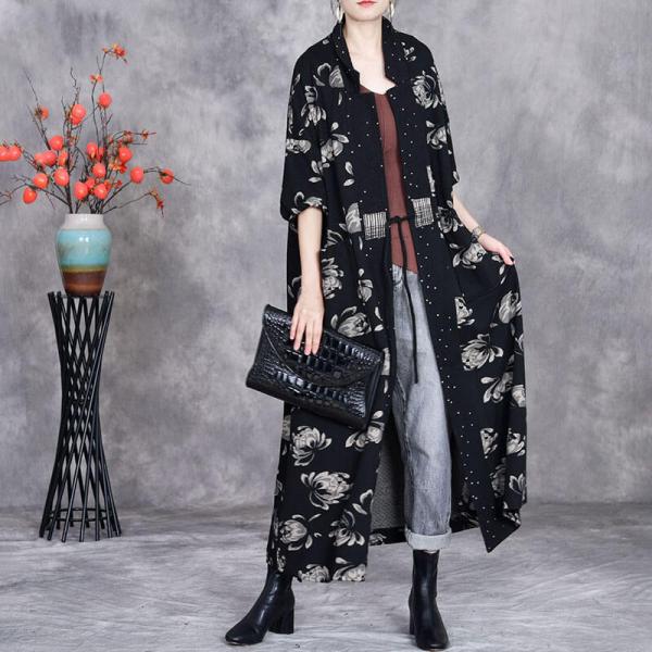Office Elegant Printed Loose Fall Cardigan