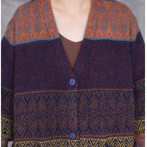 Oversized Knitted Multi-Colored Cardigan