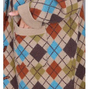 Classic Colorful Checkered Midi Hooded Coat