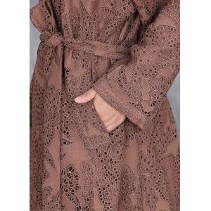 Business Wide Lapel Elegant Crochet Tied Trench Coat