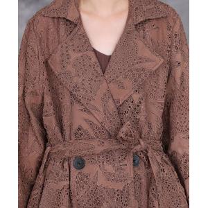 Business Wide Lapel Elegant Crochet Tied Trench Coat