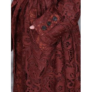 Long Elegant Belted Crochet Lace Trench Coat