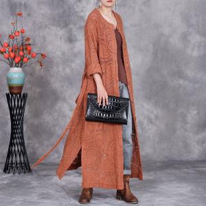 Side Slit Tied Crochet Embroidery Coat
