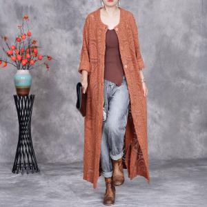 Side Slit Tied Crochet Embroidery Coat