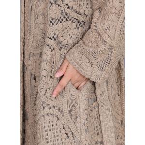 Side Slit Tied Crochet Embroidery Coat
