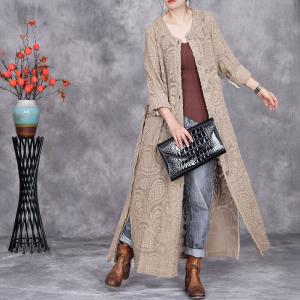 Side Slit Tied Crochet Embroidery Coat