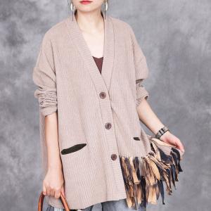 V-Neck Unique Tassels Short Cardigan