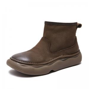 Comfy Womens Platform Leather Ankle Boots