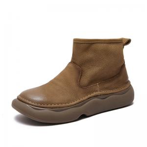 Comfy Womens Platform Leather Ankle Boots