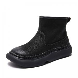 Comfy Womens Platform Leather Ankle Boots