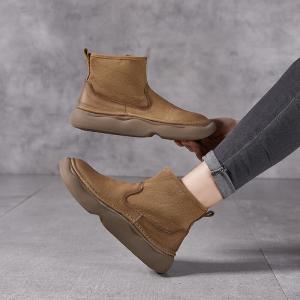 Comfy Womens Platform Leather Ankle Boots