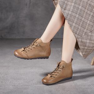 Handmade Cowhide Leather Ladies Martin Boots