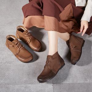 Casual Cozy Tied Womens Ankle Boots Low Heel