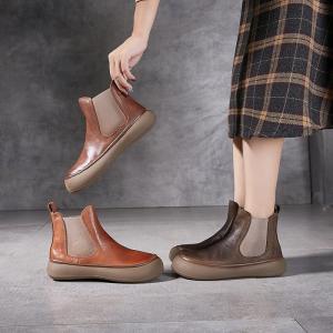 Flat Platform Leather Vintage Chelsea Boots