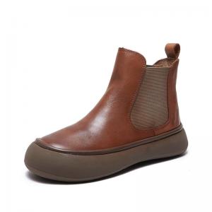 Flat Platform Leather Vintage Chelsea Boots