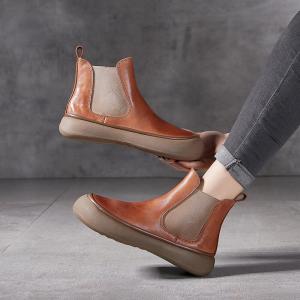 Flat Platform Leather Vintage Chelsea Boots