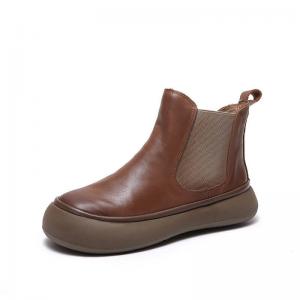 Flat Platform Leather Vintage Chelsea Boots