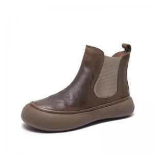 Flat Platform Leather Vintage Chelsea Boots