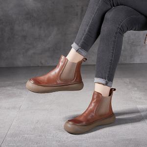Flat Platform Leather Vintage Chelsea Boots