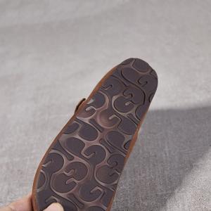 Genuine Leather Buckle Flat Boots for Women