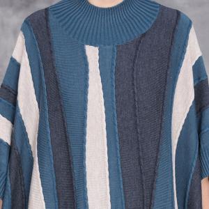 Half Sleeves Chunky Striped Midi Knit Dress