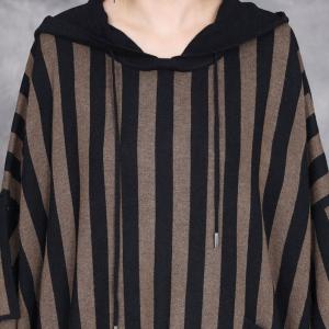 City Chic Vertical Striped Hooded Sweater Dress