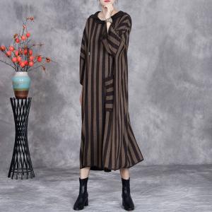 City Chic Vertical Striped Hooded Sweater Dress